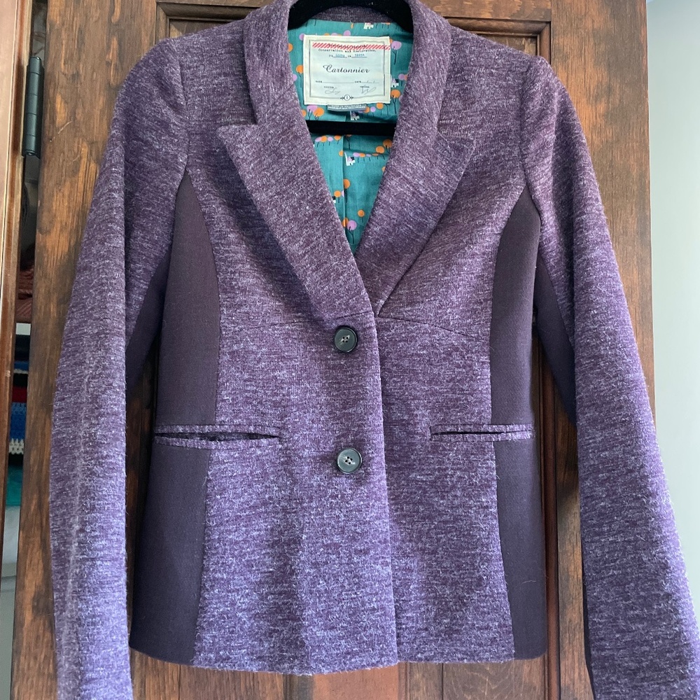 Cartonnier Anthropologie Spliced Heather Purple Blazer Jacket - Size 2
